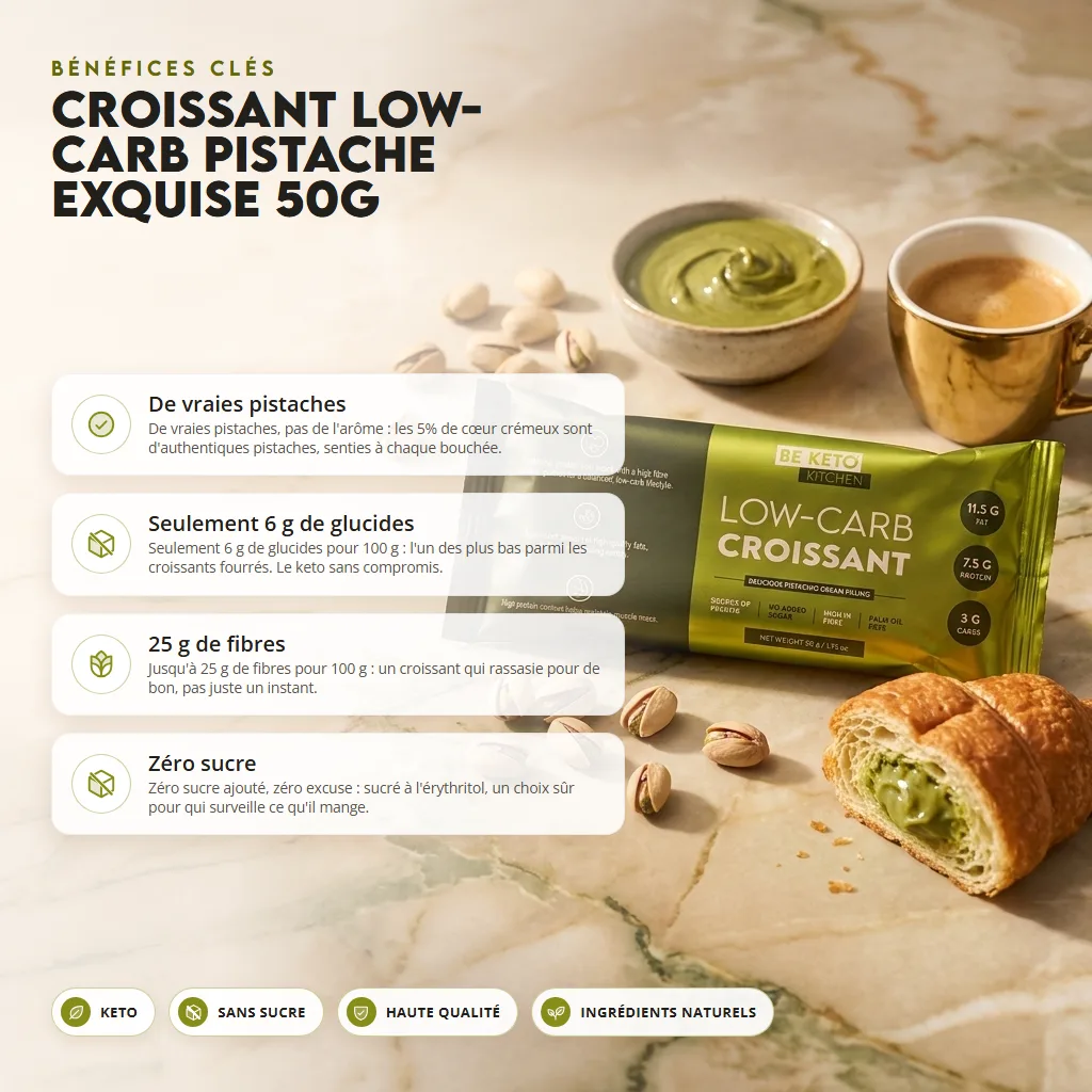 Croissant Pauvre en Glucides Pistache Délicieuse 50g